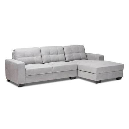 BAXTON STUDIO Langley Light Grey Upholstered Sectional Sofa with Right Facing Chaise 158-9739